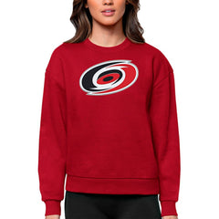 Carolina Hurricanes Antigua Women's Team Logo Victory Crewneck Pullover Sweatshirt - Red Sweatshirts
