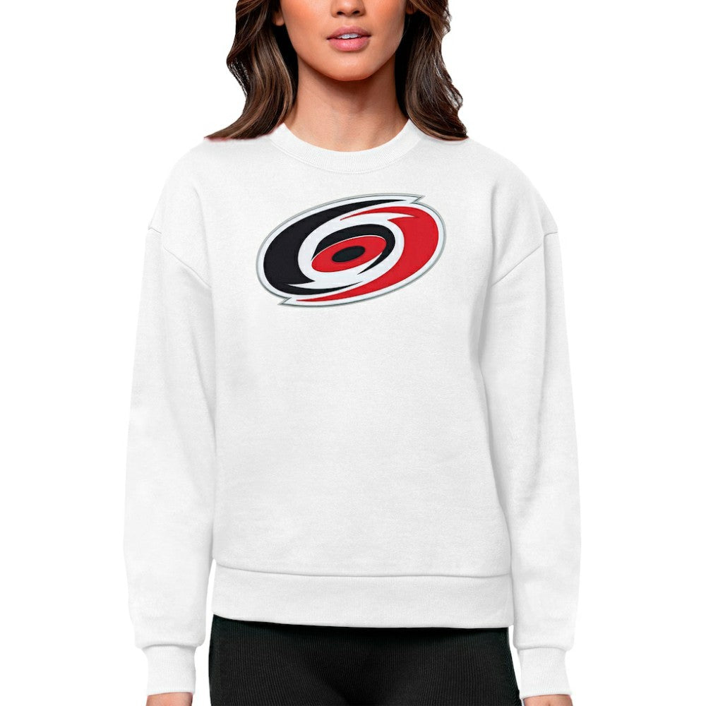 Carolina Hurricanes Antigua Women's Team Logo Victory Crewneck Pullover Sweatshirt - White Sweatshirts