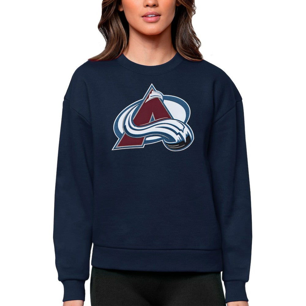 Colorado Avalanche Antigua Women's Team Logo Victory Crewneck Pullover Sweatshirt - Navy Sweatshirts