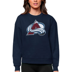 Colorado Avalanche Antigua Women's Team Logo Victory Crewneck Pullover Sweatshirt - Navy Sweatshirts