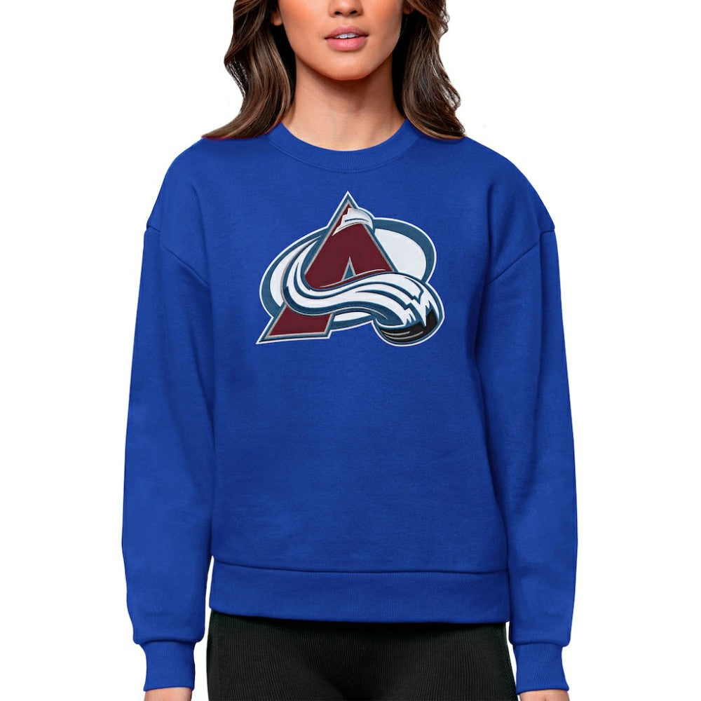 Colorado Avalanche Antigua Women's Team Logo Victory Crewneck Pullover Sweatshirt - Royal Sweatshirts