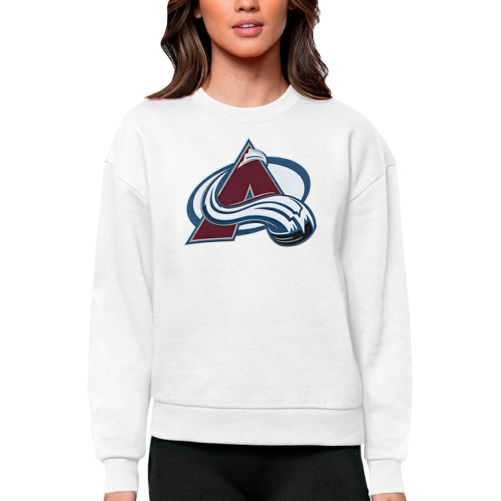 Colorado Avalanche Antigua Women's Team Logo Victory Crewneck Pullover Sweatshirt - White Sweatshirts