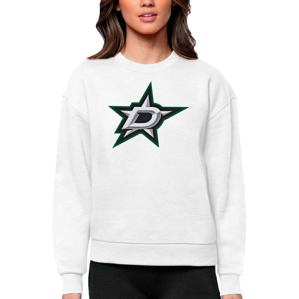 Dallas Stars Antigua Women's Team Logo Victory Crewneck Pullover Sweatshirt - White Sweatshirts