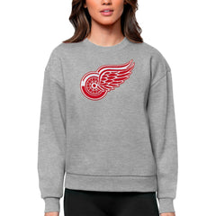Detroit Red Wings Antigua Women's Team Logo Victory Crewneck Pullover Sweatshirt - Heather Gray Sweatshirts
