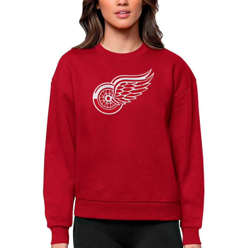 Detroit Red Wings Antigua Women's Team Logo Victory Crewneck Pullover Sweatshirt - Red Sweatshirts