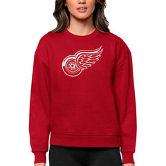 Detroit Red Wings Antigua Women's Team Logo Victory Crewneck Pullover Sweatshirt - Red Sweatshirts
