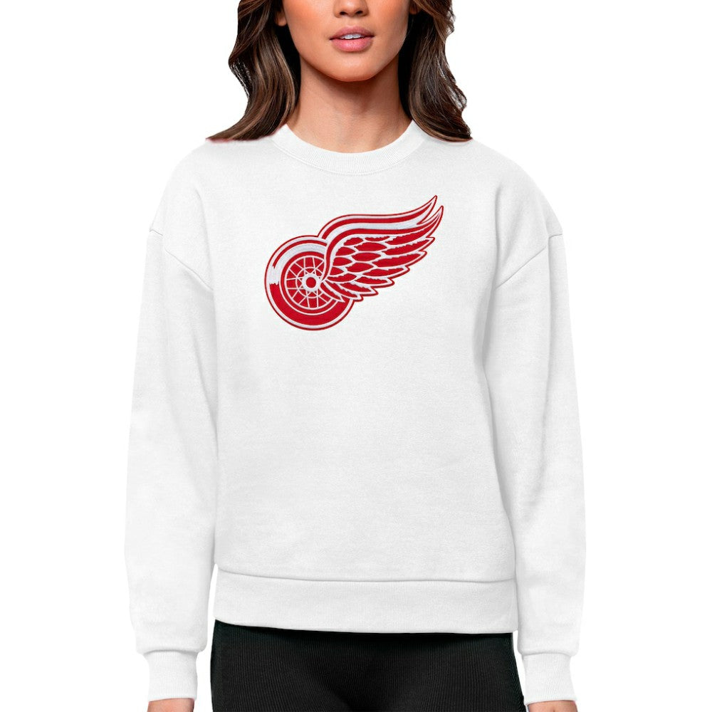 Detroit Red Wings Antigua Women's Team Logo Victory Crewneck Pullover Sweatshirt - White Sweatshirts