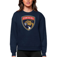 Florida Panthers Antigua Women's Team Logo Victory Crewneck Pullover Sweatshirt - Navy Sweatshirts
