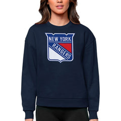 New York Rangers Antigua Women's Team Logo Victory Crewneck Pullover Sweatshirt - Navy Sweatshirts