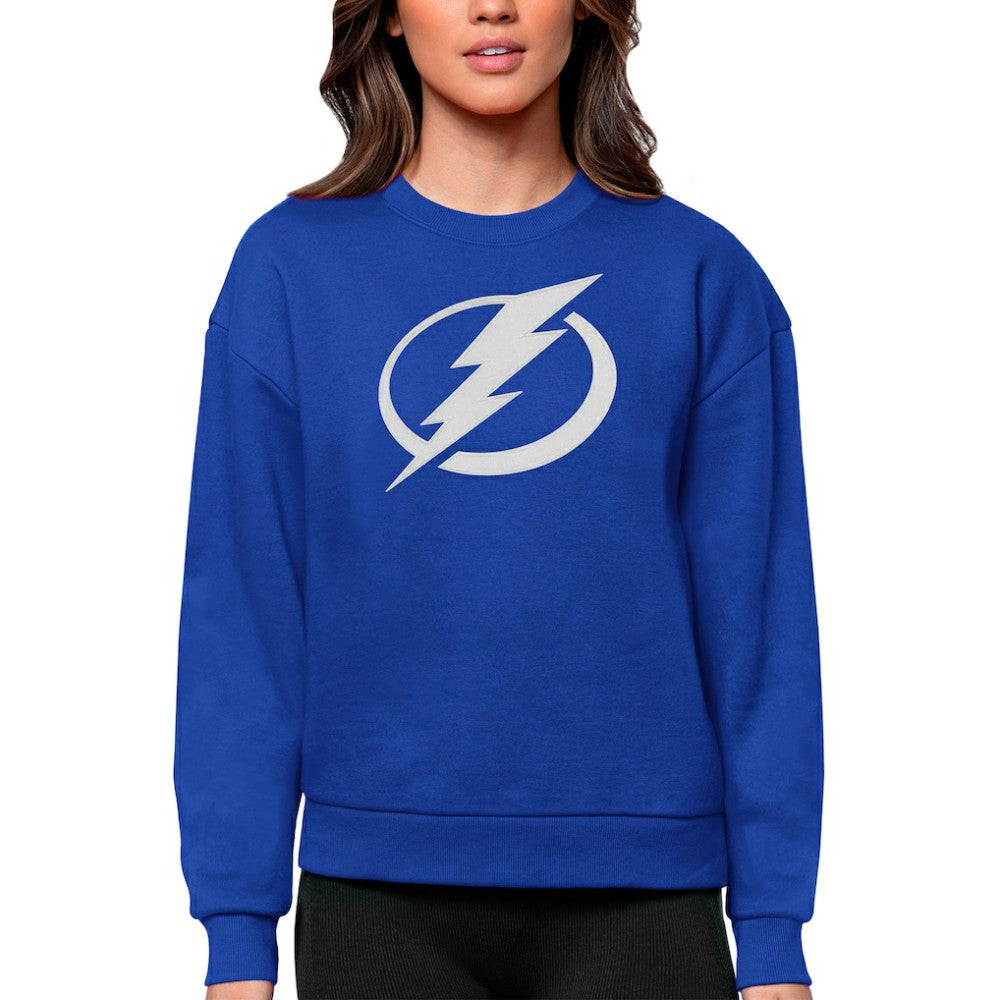Tampa Bay Lightning Antigua Women's Team Logo Victory Crewneck Pullover Sweatshirt - Royal Sweatshirts