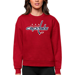 Washington Capitals Antigua Women's Team Logo Victory Crewneck Pullover Sweatshirt - Red Sweatshirts
