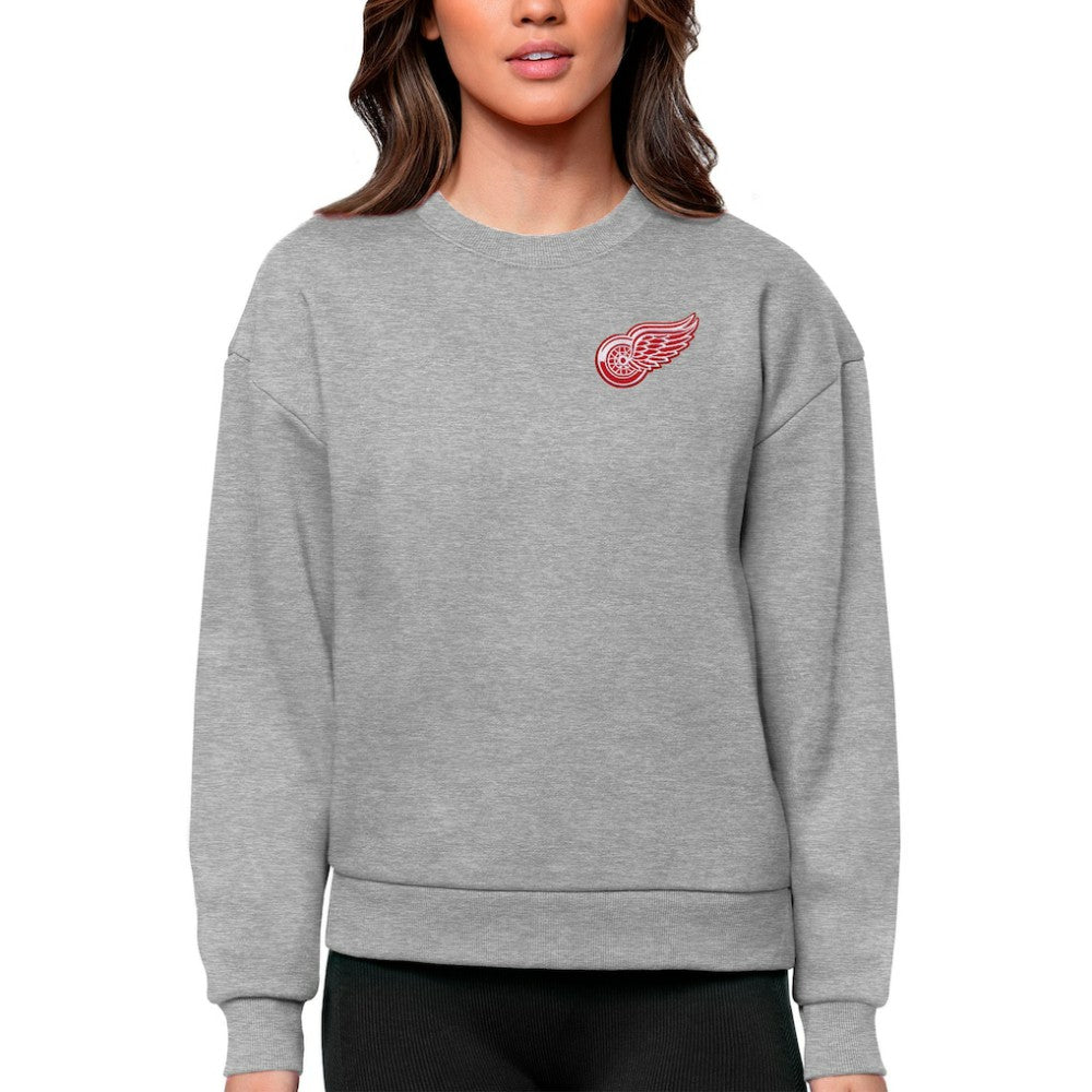 Detroit Red Wings Antigua Women's Victory Crewneck Pullover Sweatshirt - Heather Gray Sweatshirts