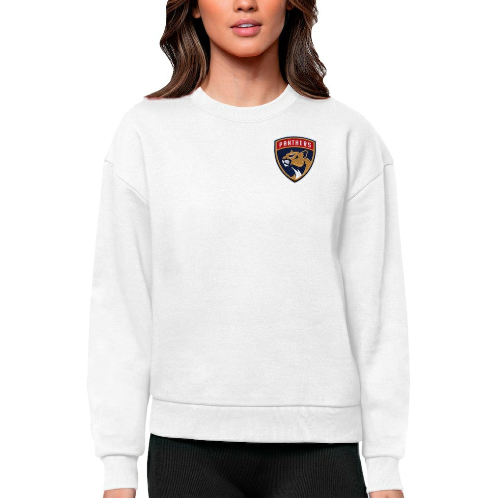 Florida Panthers Antigua Women's Victory Crewneck Pullover Sweatshirt - White Sweatshirts