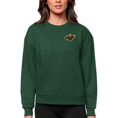Minnesota Wild Antigua Women's Victory Crewneck Pullover Sweatshirt - Green Sweatshirts