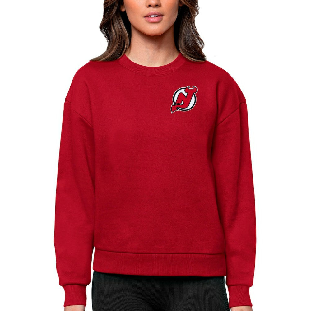 New Jersey Devils Antigua Women's Victory Crewneck Pullover Sweatshirt - Red Sweatshirts
