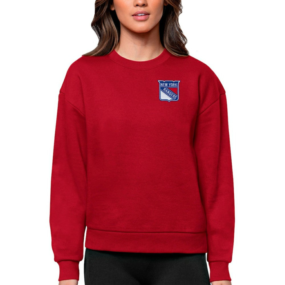 New York Rangers Antigua Women's Victory Crewneck Pullover Sweatshirt - Red Sweatshirts