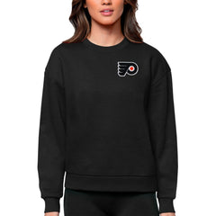 Philadelphia Flyers Antigua Women's Victory Crewneck Pullover Sweatshirt - Black Sweatshirts
