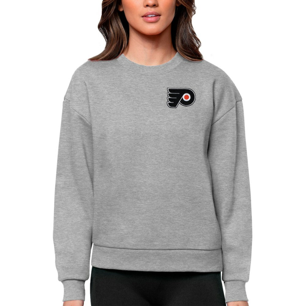 Philadelphia Flyers Antigua Women's Victory Crewneck Pullover Sweatshirt - Heather Gray Sweatshirts