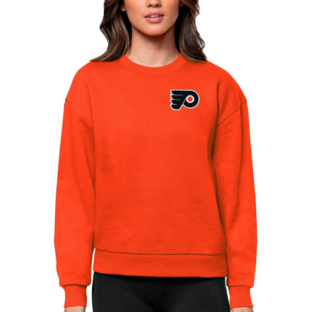 Philadelphia Flyers Antigua Women's Victory Crewneck Pullover Sweatshirt - Orange Sweatshirts