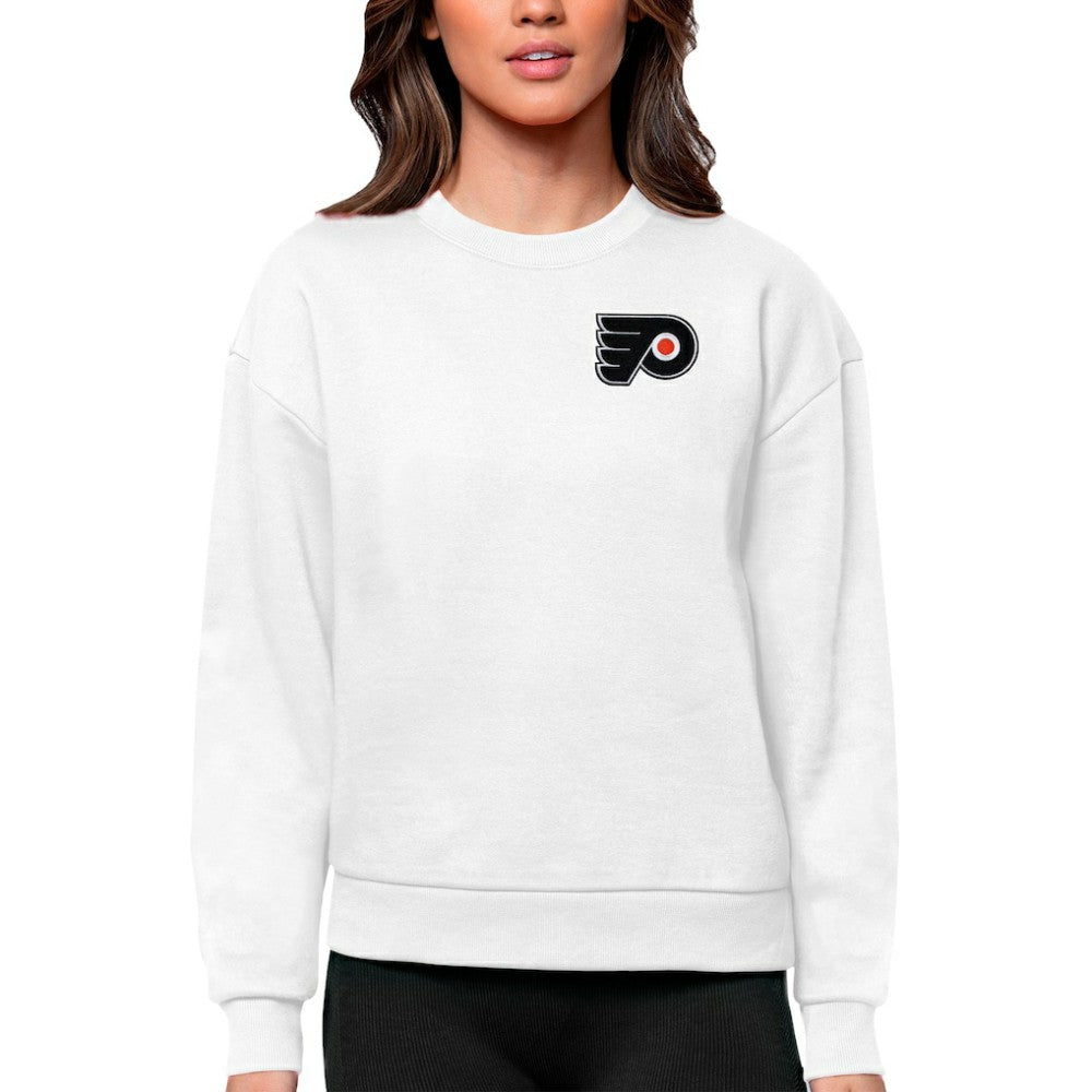 Philadelphia Flyers Antigua Women's Victory Crewneck Pullover Sweatshirt - White Sweatshirts