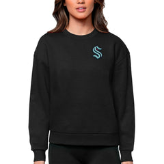 Seattle Kraken Antigua Women's Victory Crewneck Pullover Sweatshirt - Black Sweatshirts