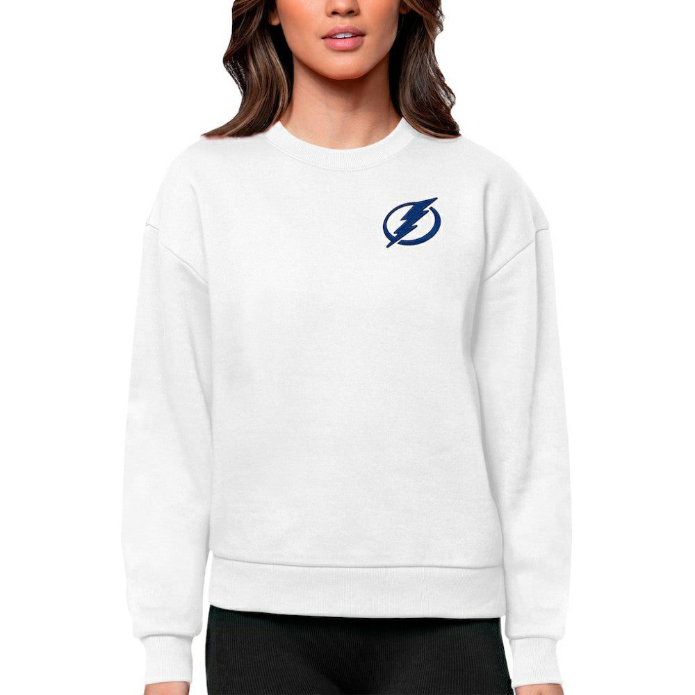 Tampa Bay Lightning Antigua Women's Victory Crewneck Pullover Sweatshirt - White Sweatshirts