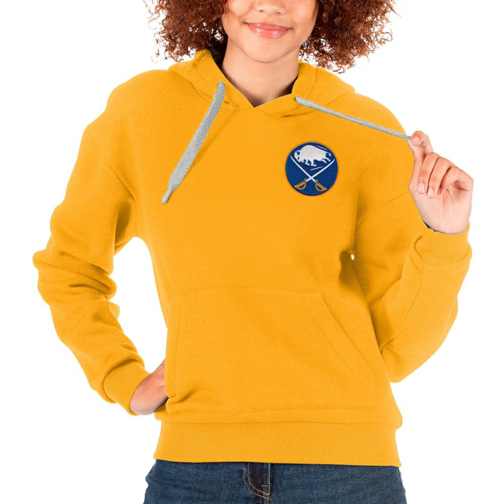 Buffalo Sabres Antigua Women's Victory Pullover Hoodie - Gold Hoodies