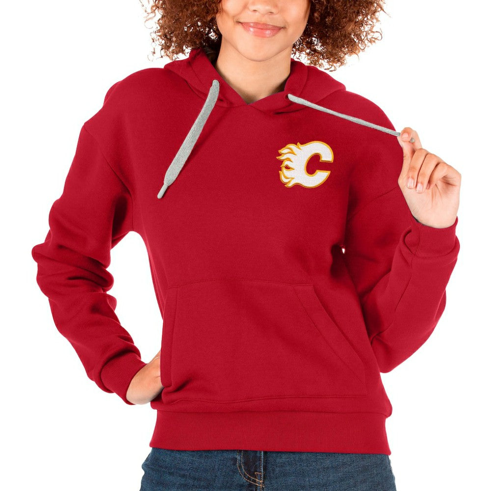 Calgary Flames Antigua Women's Victory Pullover Hoodie - Red Hoodies