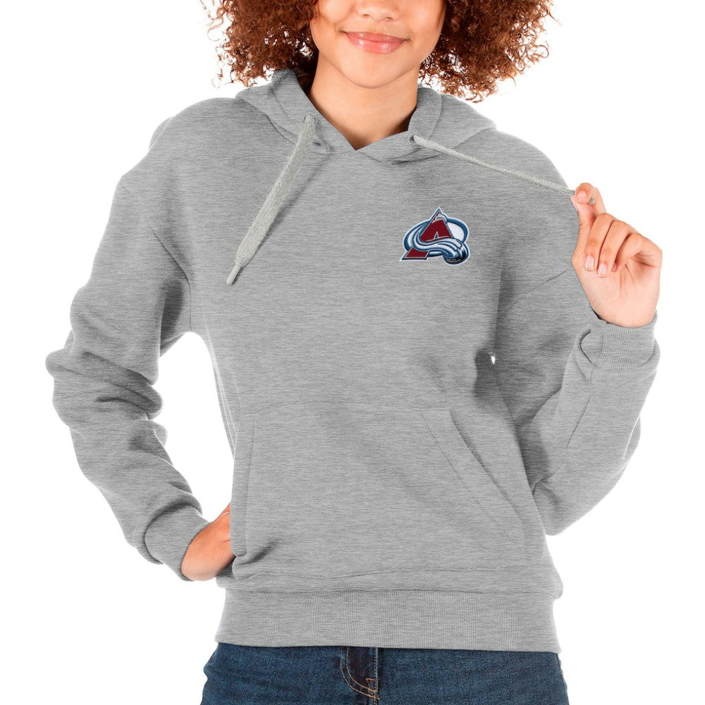Colorado Avalanche Antigua Women's Victory Pullover Hoodie - Heather Gray Hoodies