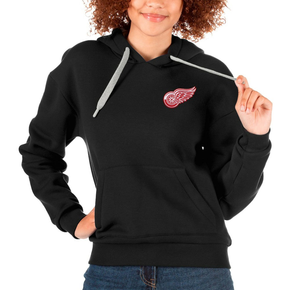 Detroit Red Wings Antigua Women's Victory Pullover Hoodie - Black Hoodies
