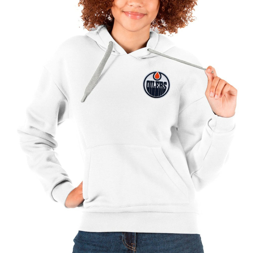 Edmonton Oilers Antigua Women's Victory Pullover Hoodie - White Hoodies