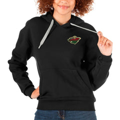 Minnesota Wild Antigua Women's Victory Pullover Hoodie - Black Hoodies
