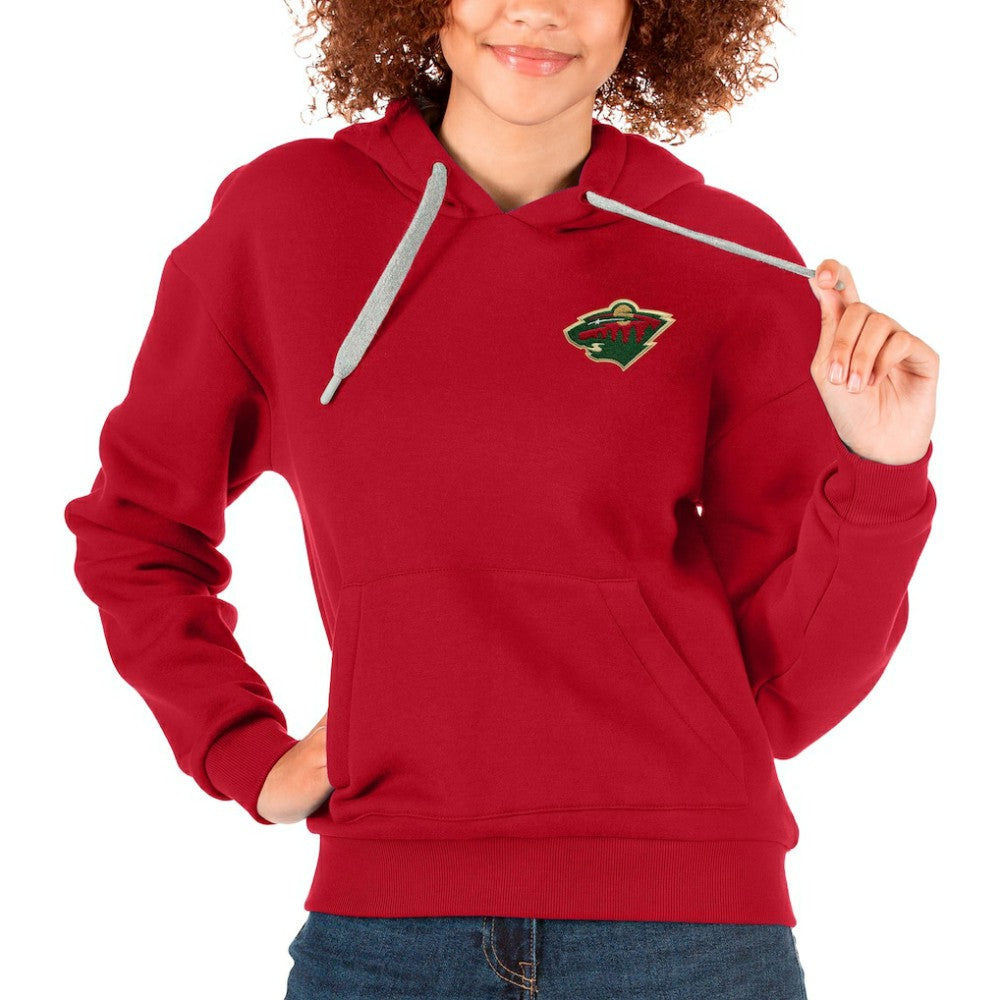 Minnesota Wild Antigua Women's Victory Pullover Hoodie - Red Hoodies