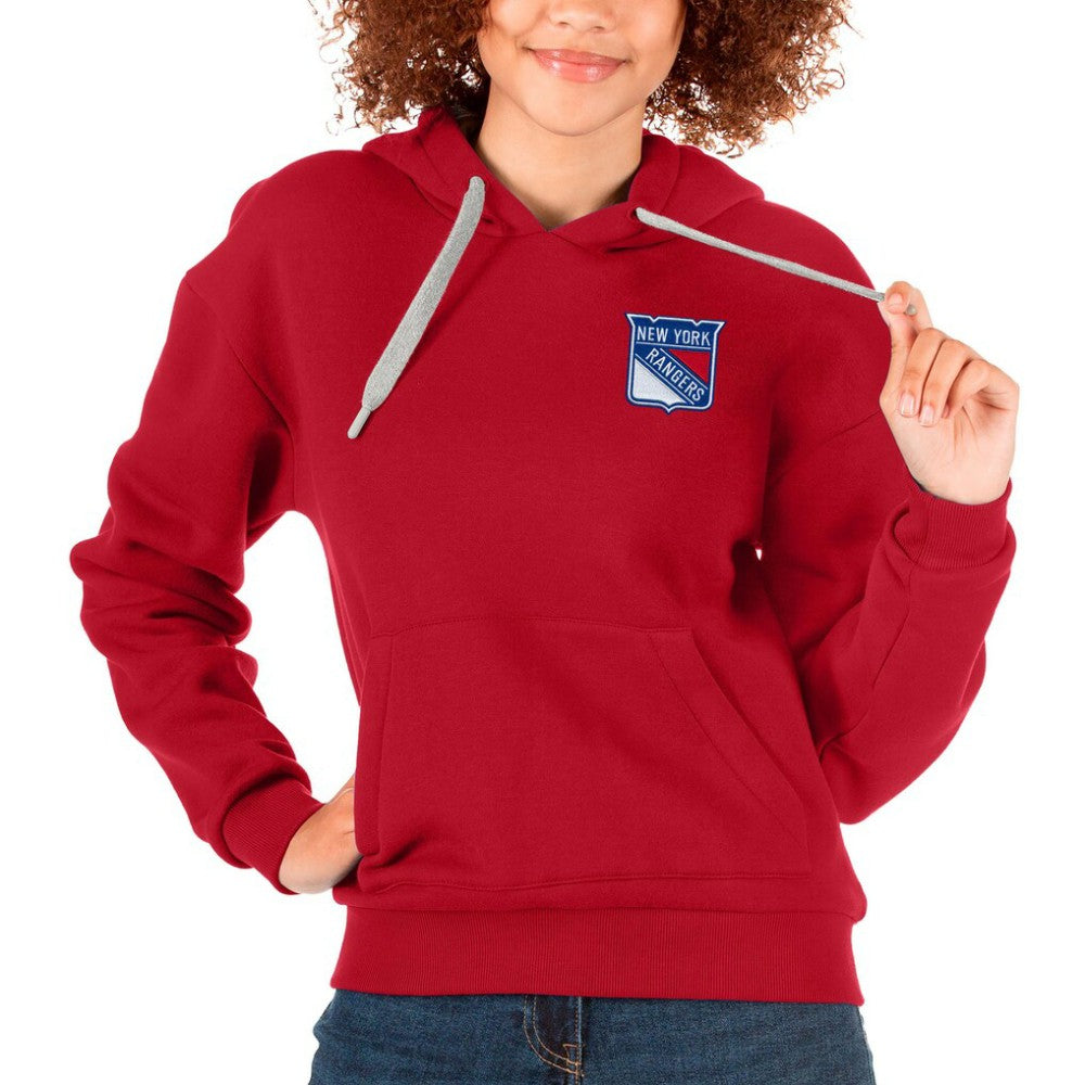 New York Rangers Antigua Women's Victory Pullover Hoodie - Red Hoodies