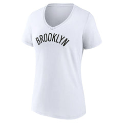 Brooklyn Nets Women's Wordmark V-Neck T-Shirt - White cheap