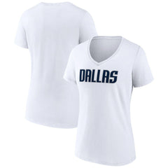Dallas Mavericks Women's Wordmark V-Neck T-Shirt sale - White cheap