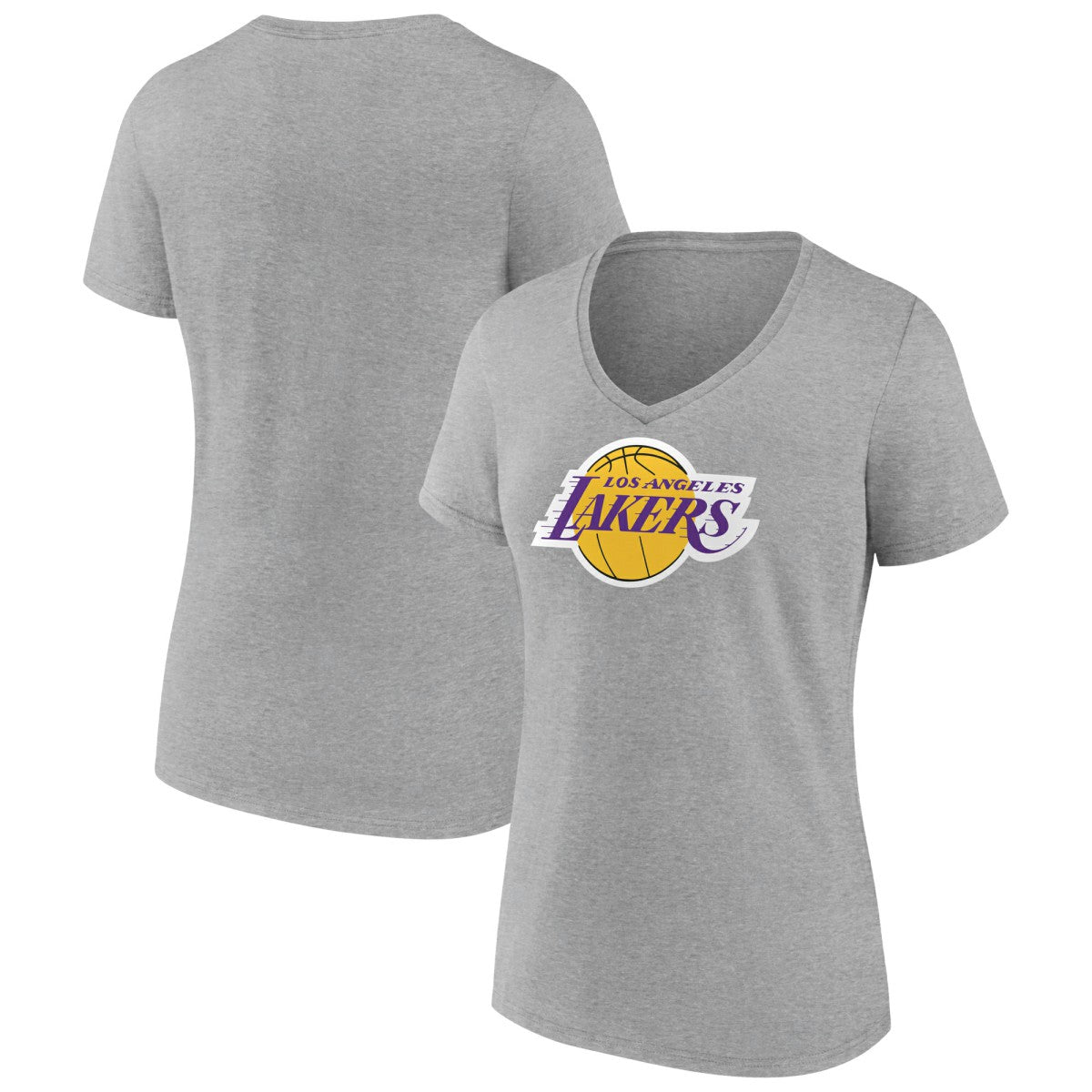 Los Angeles Lakers Women's Logo V-Neck T-Shirt - Gray sale