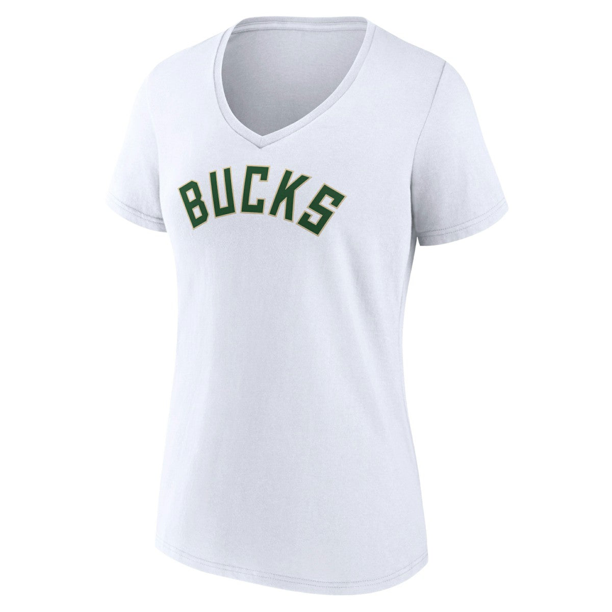 Milwaukee Bucks Women's Wordmark V-Neck T-Shirt - White outlet