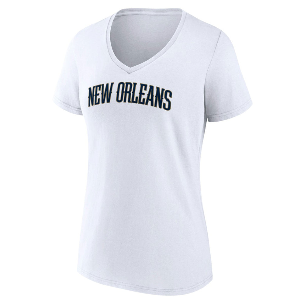 New Orleans Pelicans Women's Wordmark V-Neck T-Shirt - White sale