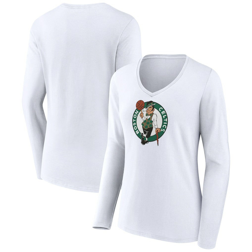 Boston Celtics Women's Logo Long Sleeve V-Neck T-Shirt - White online