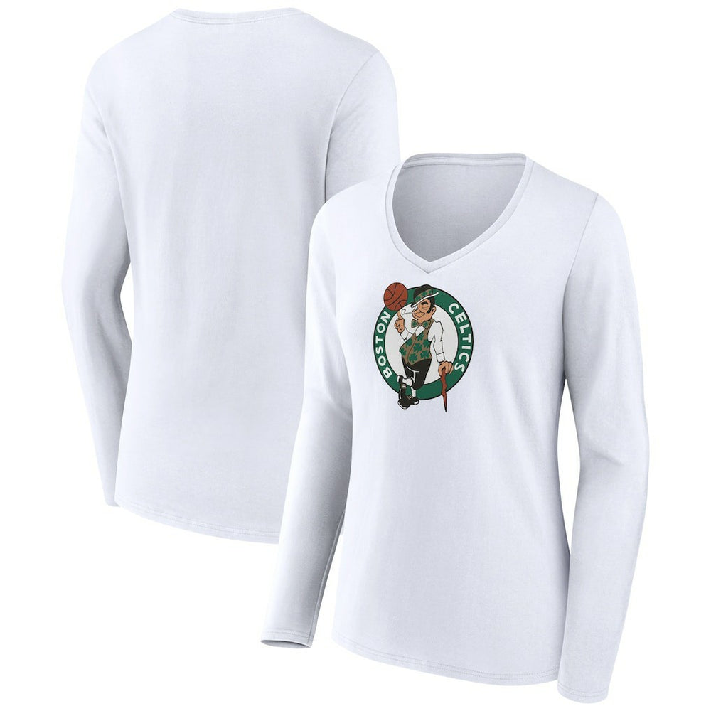 Boston Celtics Women's Logo Long Sleeve V-Neck T-Shirt - White online