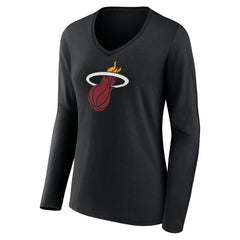 Miami Heat Women's Logo Long Sleeve V-Neck T-Shirt - Black shop