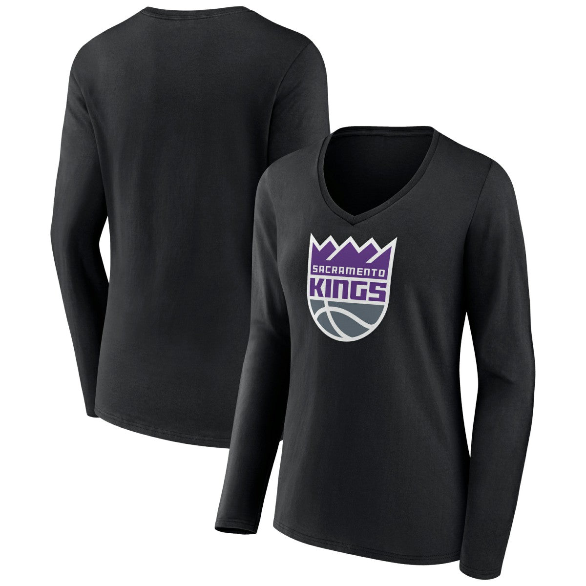 Sacramento Kings Women's Logo Long Sleeve V-Neck T-Shirt - Black shop