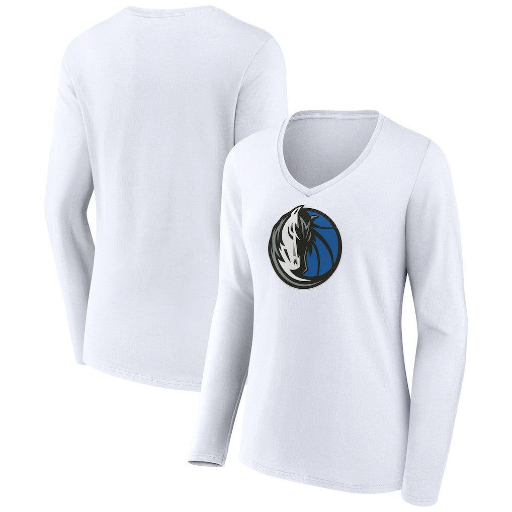 Dallas Mavericks Women's Logo Long Sleeve V-Neck T-Shirt sale - White cheap
