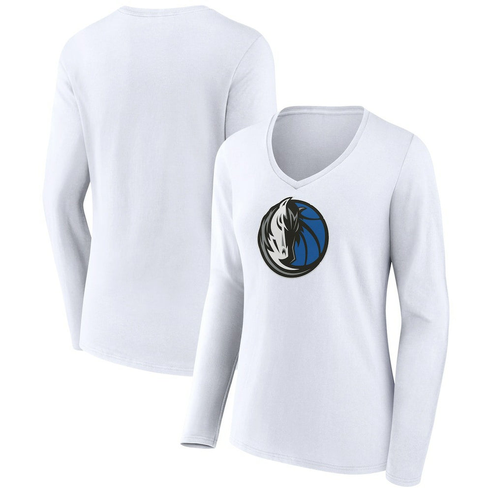 Dallas Mavericks Women's Logo Long Sleeve V-Neck T-Shirt sale - White cheap