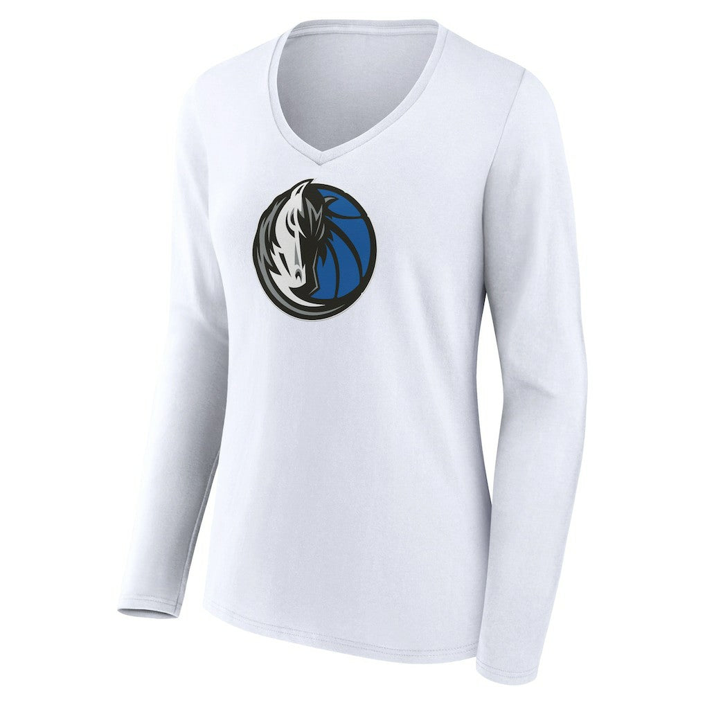Dallas Mavericks Women's Logo Long Sleeve V-Neck T-Shirt sale - White cheap