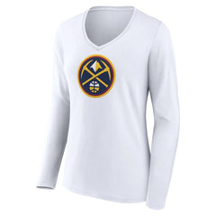 Denver Nuggets Women's Logo Long Sleeve V-Neck T-Shirt sale - White shop