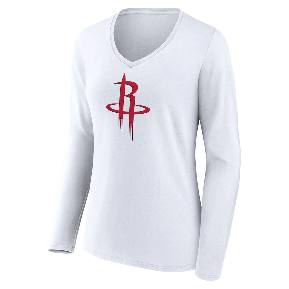 Houston Rockets Women's Logo Long Sleeve V-Neck T-Shirt - White discount