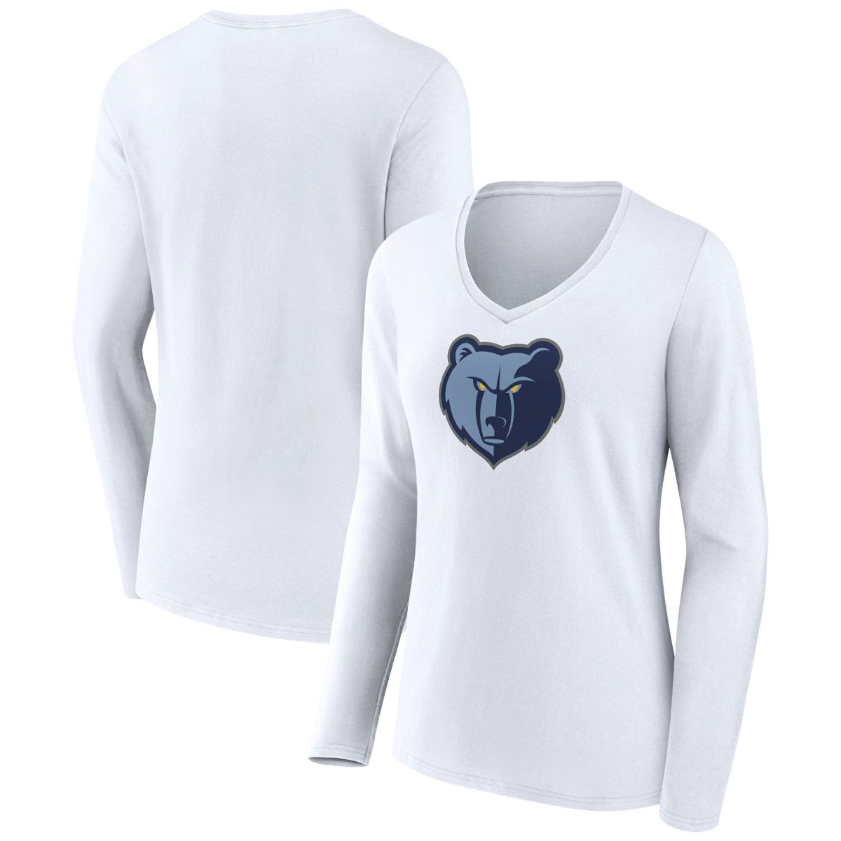 Memphis Grizzlies Women's Logo Long Sleeve V-Neck T-Shirt - White for sale