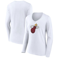 Miami Heat Women's Logo Long Sleeve V-Neck T-Shirt - White outlet